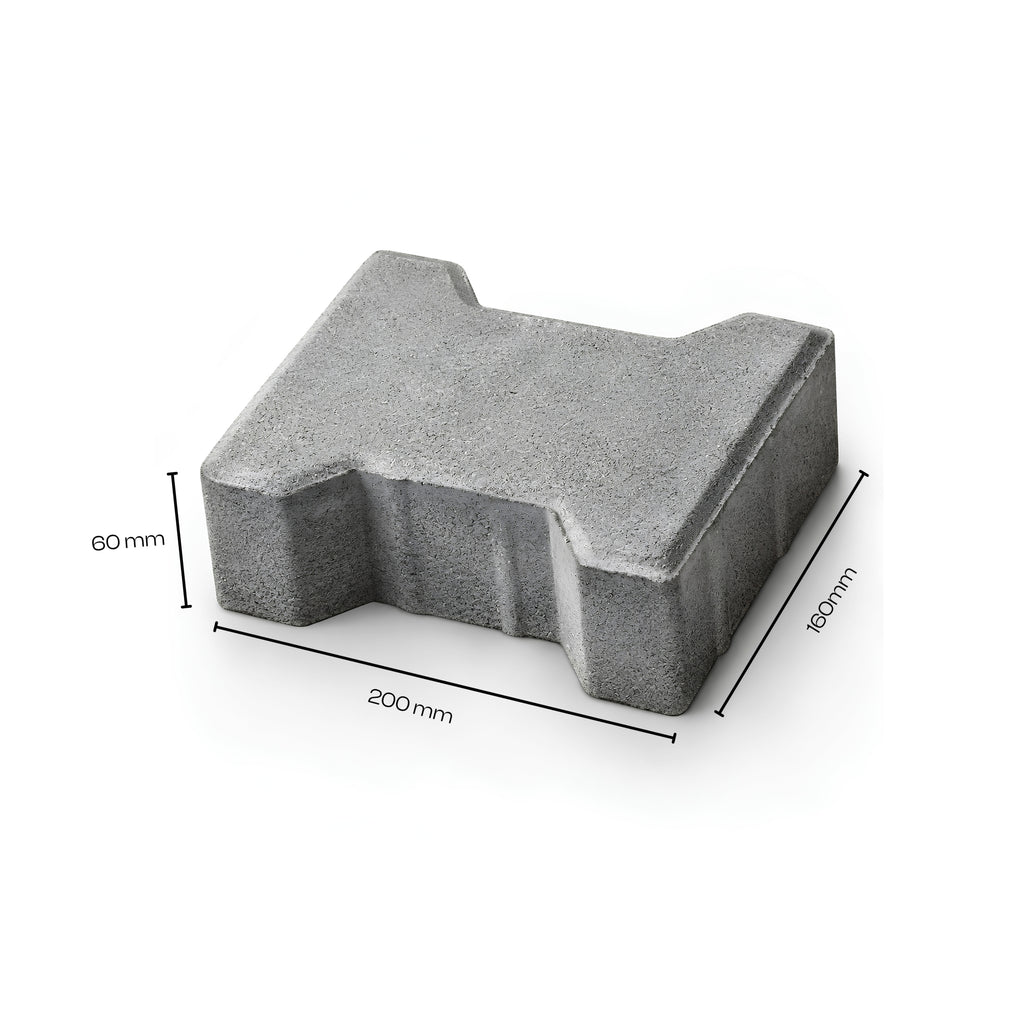 Grey I-Shape paver block 60mm, 200 x 160 x 60 mm — Star Crete Karachi