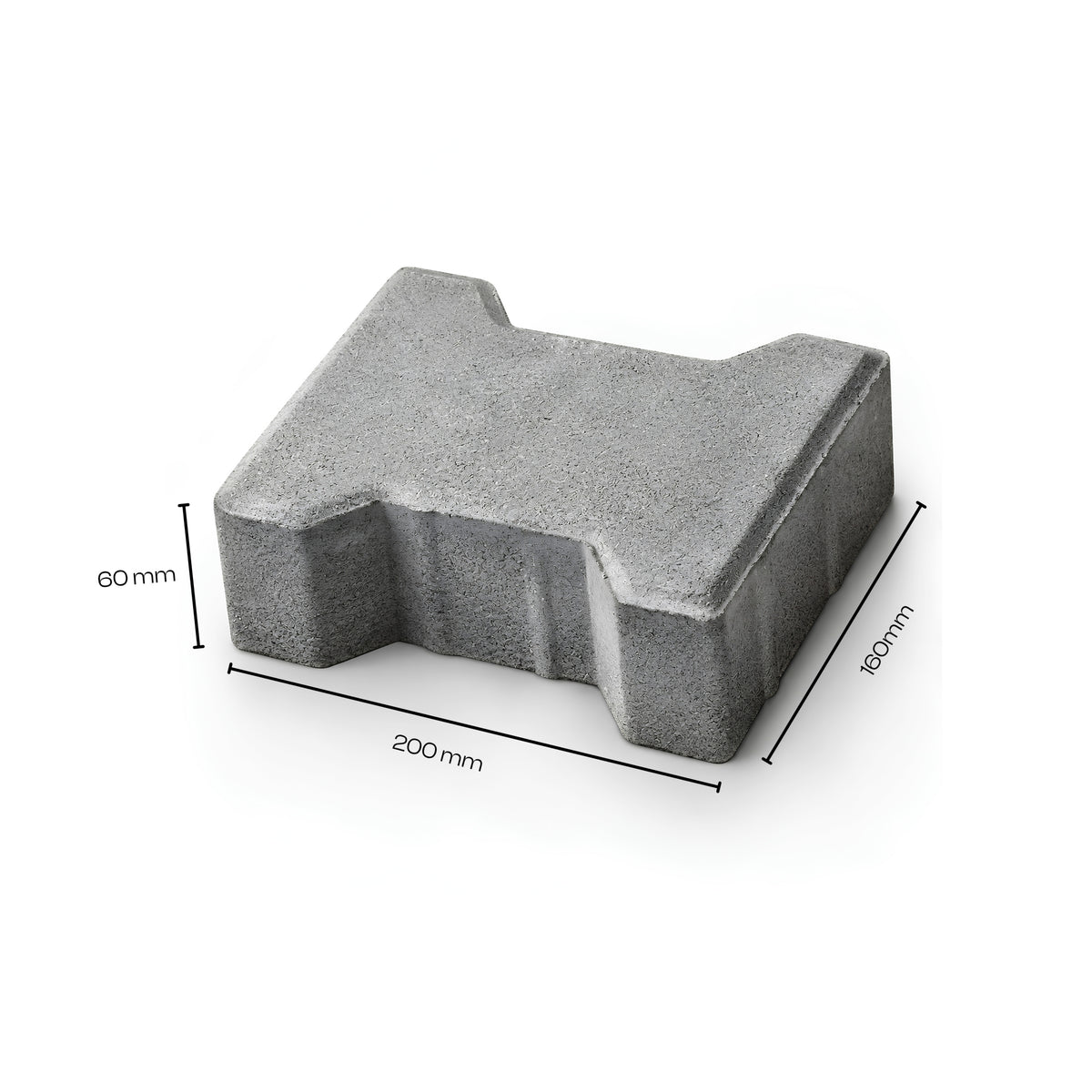 Grey I-Shape paver block 60mm, 200 x 160 x 60 mm — Star Crete Karachi