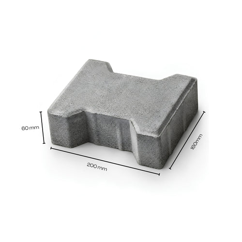Grey I-Shape paver block 60mm, 200 x 160 x 60 mm — Star Crete Karachi