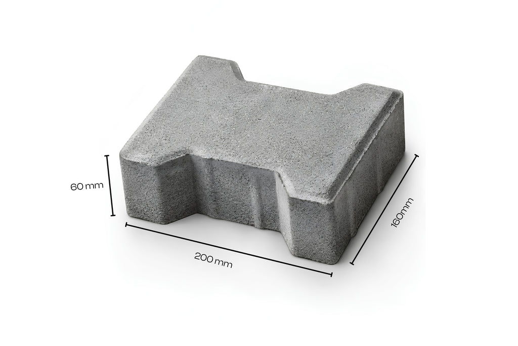 Grey I-Shape paver block 60mm, 200 x 160 x 60 mm — Star Crete Karachi