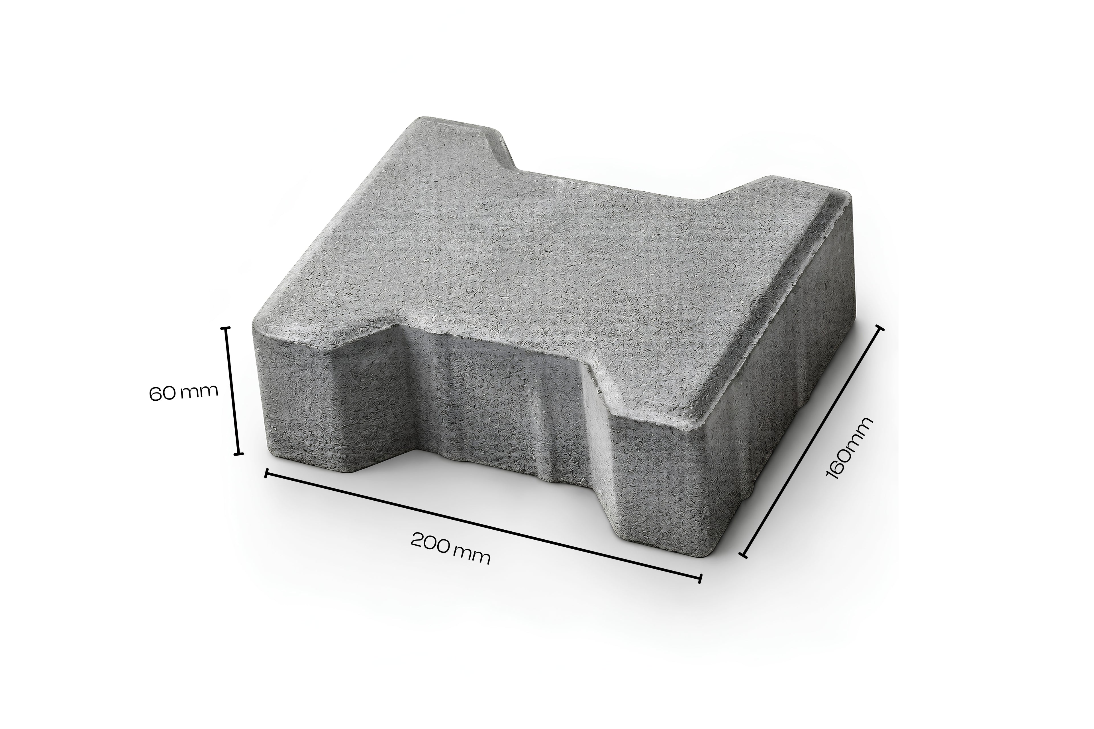 Grey I-Shape paver block 60mm, 200 x 160 x 60 mm — Star Crete Karachi