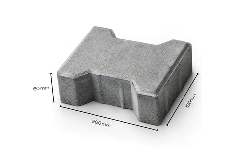Grey I-Shape paver block 60mm, 200 x 160 x 60 mm — Star Crete Karachi
