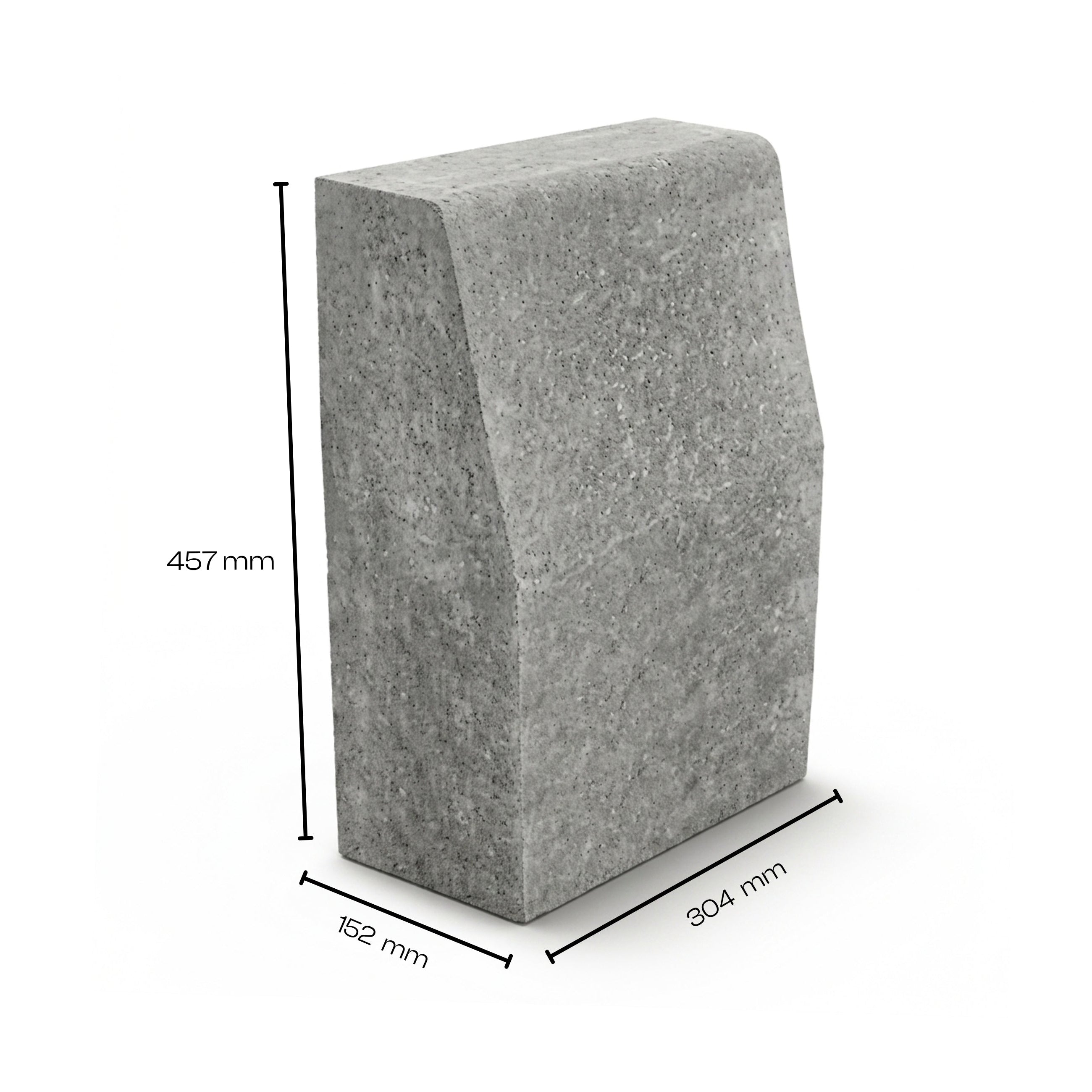Grey concrete kerb stone 457 x 304 x 152 mm — Star Crete Karachi