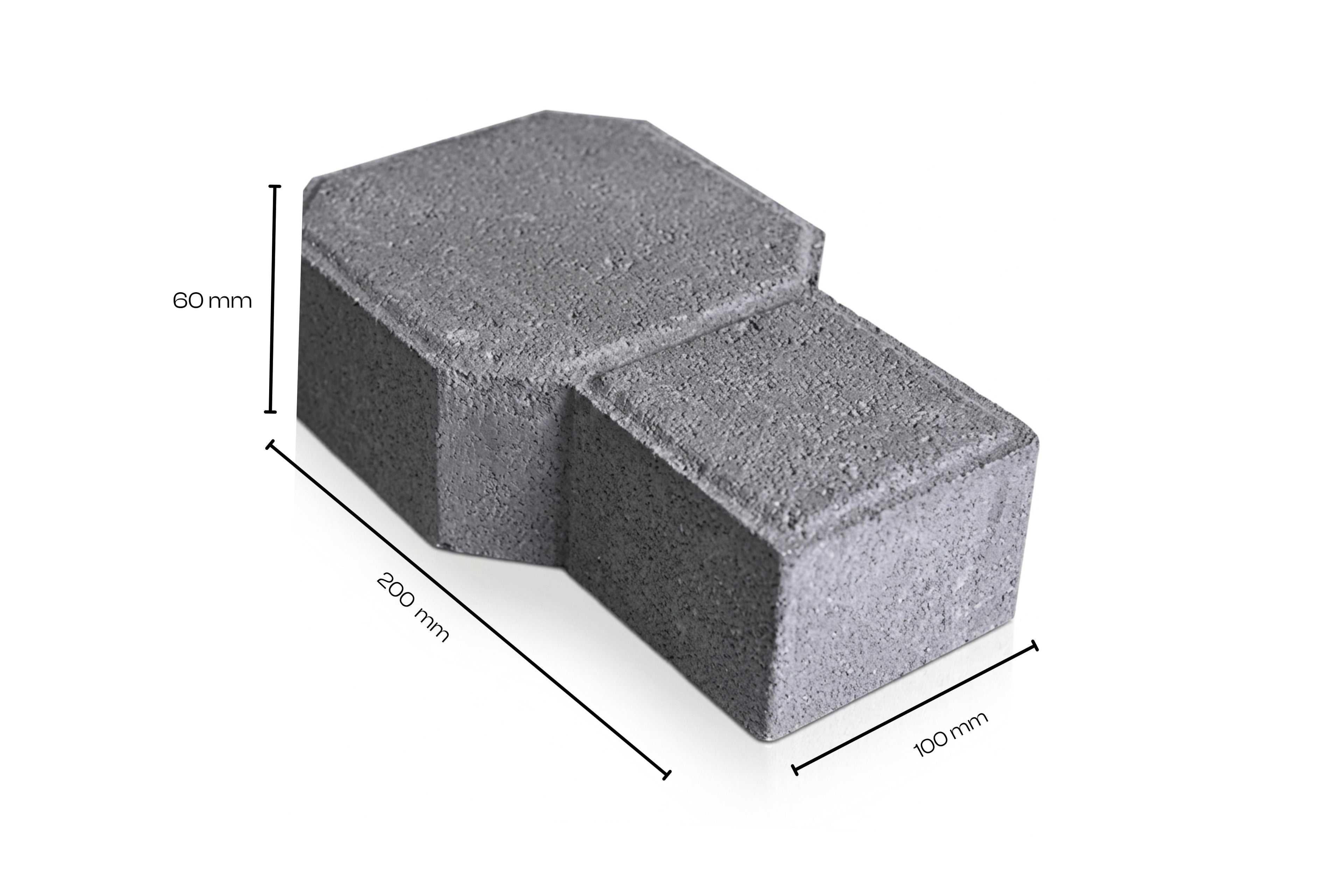 Grey Quadra paver block 60mm, 200 x 100 x 60 mm — Star Crete Karachi