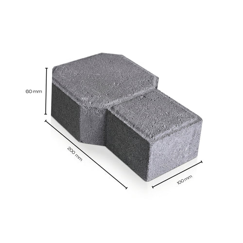 Grey Quadra paver block 60mm, 200 x 100 x 60 mm — Star Crete Karachi